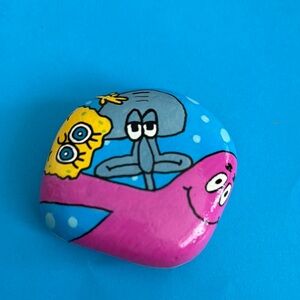 Hand-Painted SpongeBob Cartoon Rock